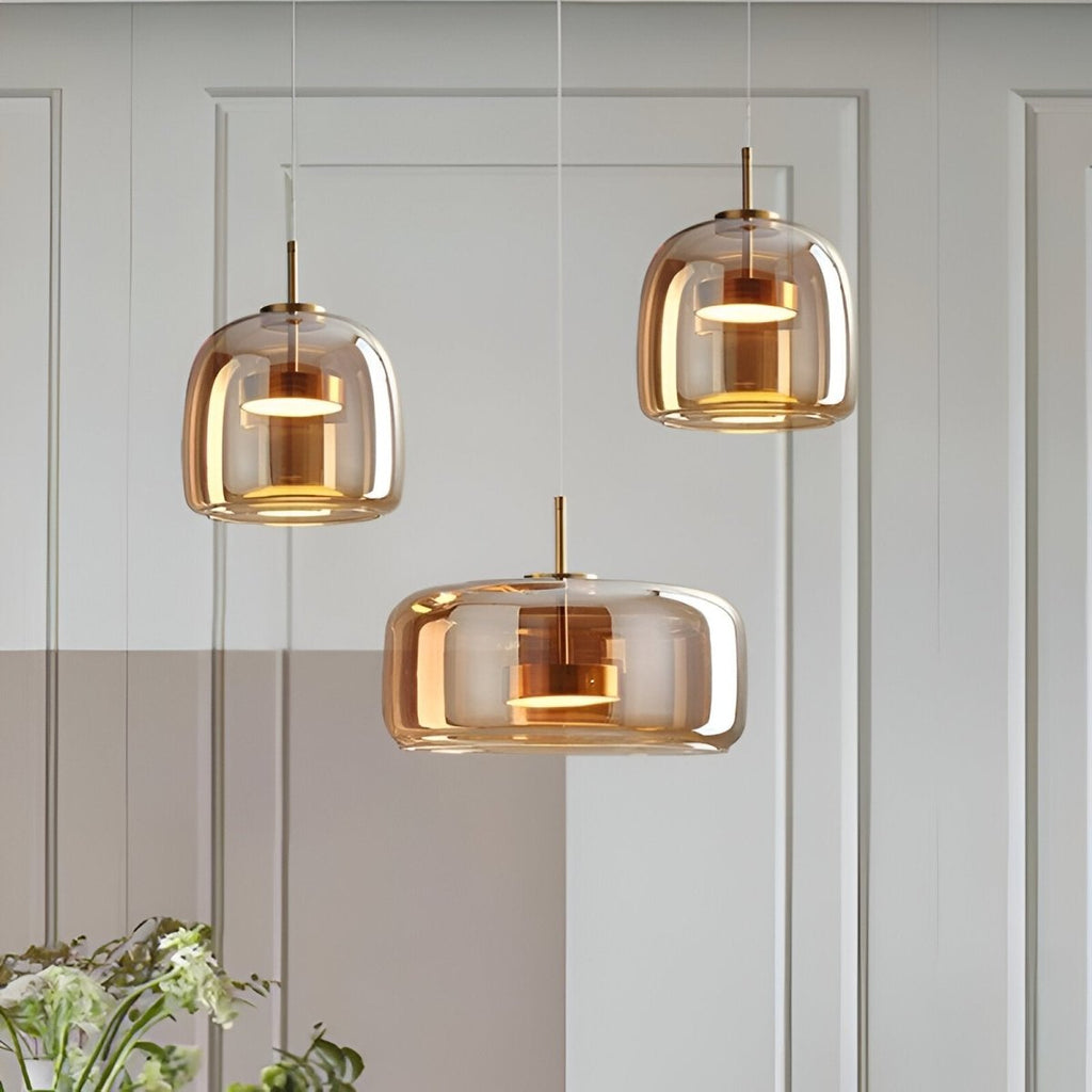 Moderne LED-pendellampe i glas — loftlampe med en diameter på 12-Inch