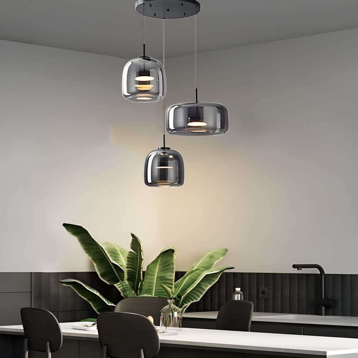 Moderne LED-pendellampe i glas — loftlampe med en diameter på 12-Inch
