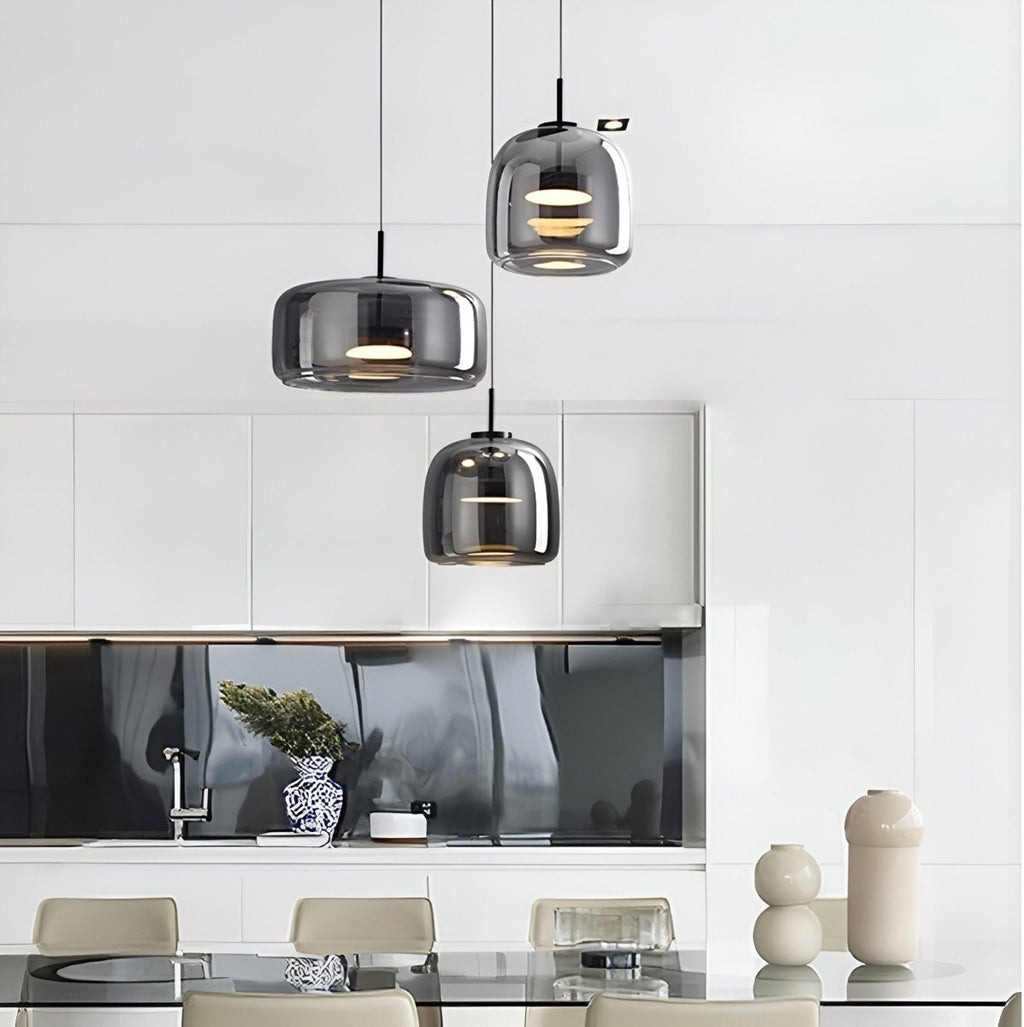 Moderne LED-pendellampe i glas — loftlampe med en diameter på 12-Inch