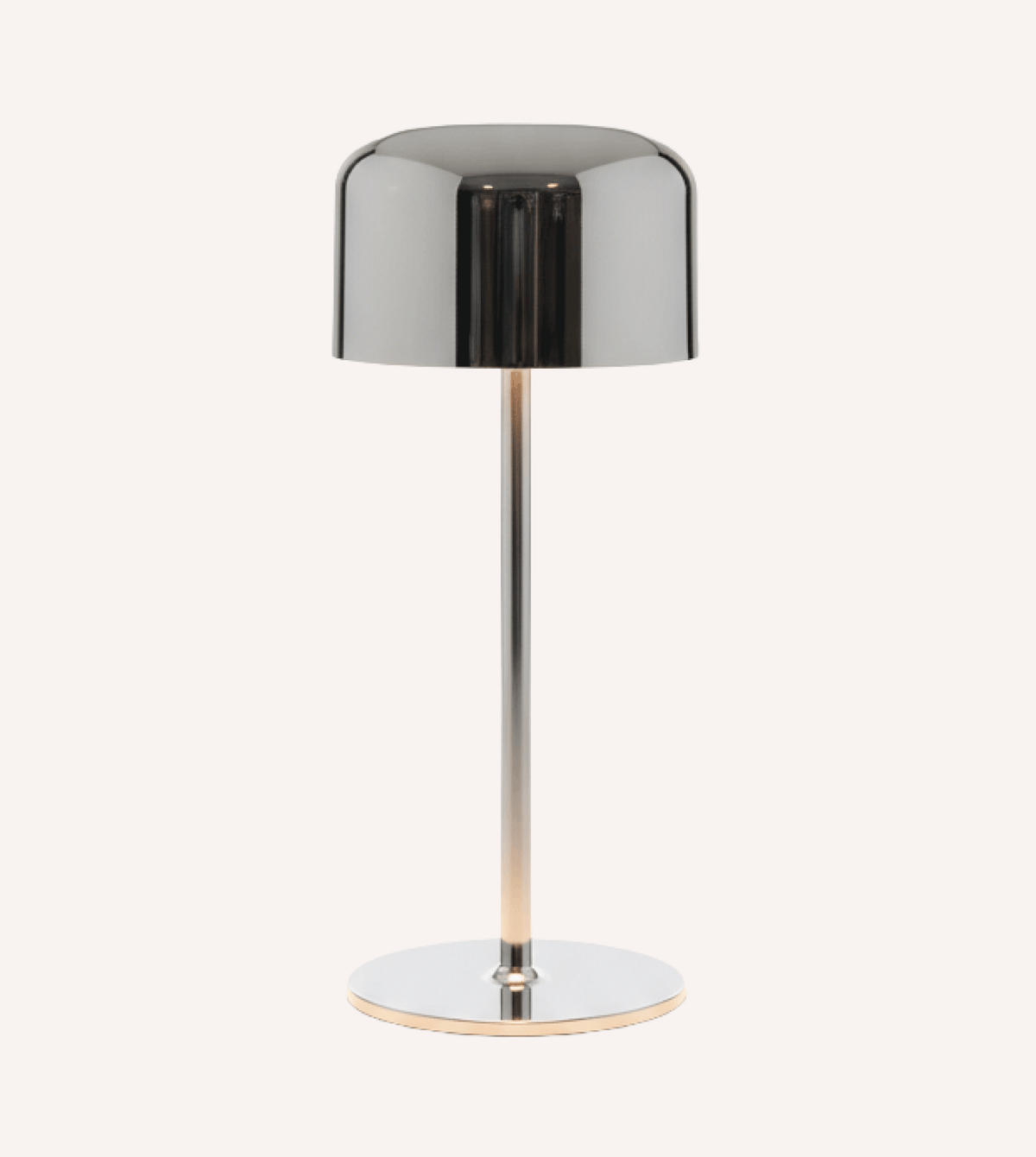 Trådlös LED-bordslampa - uppladdningsbar touchdimmer, IP54, 21 cm krom