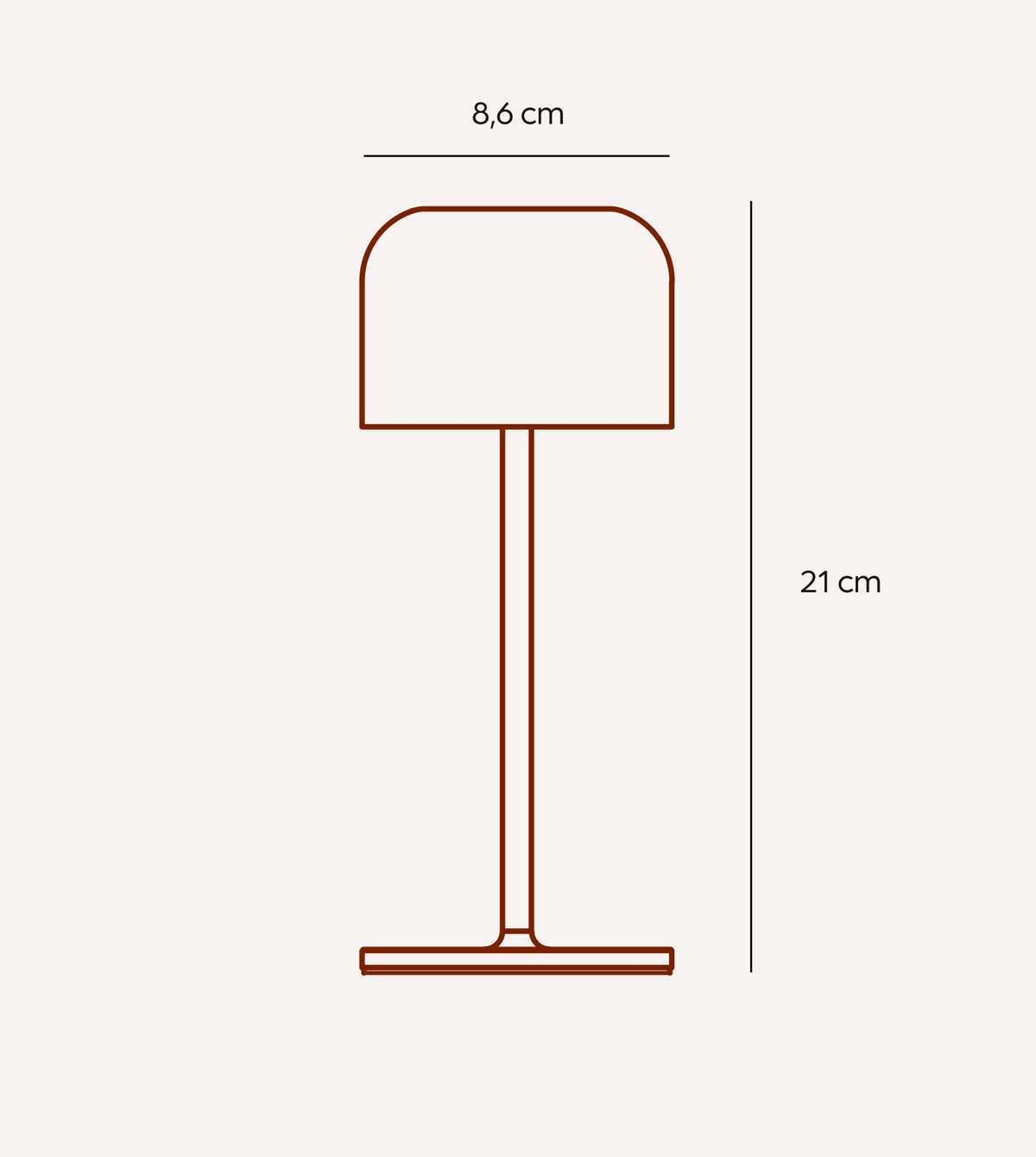 Trådlös LED-bordslampa - uppladdningsbar touchdimmer, IP54, 21 cm krom