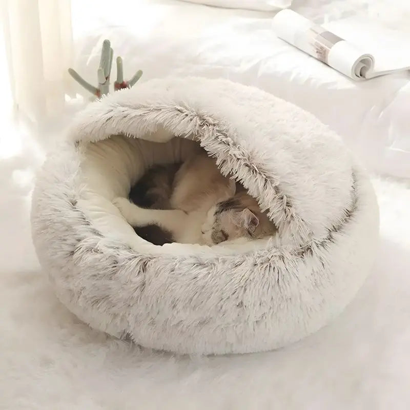 Cama mullida para gatos y perros pequeños - diseño cálido, protegido y antideslizante