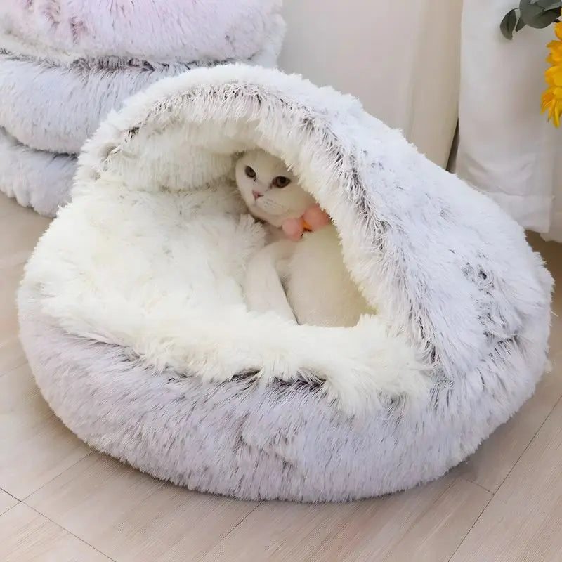 Cama mullida para gatos y perros pequeños - diseño cálido, protegido y antideslizante