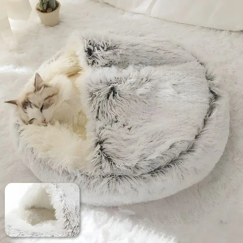 Cama mullida para gatos y perros pequeños - diseño cálido, protegido y antideslizante