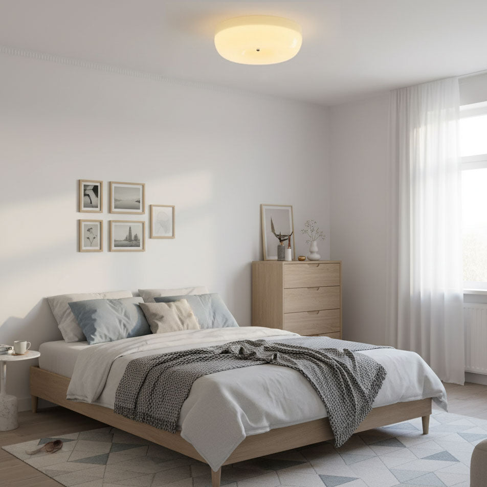Lámpara de techo de vidrio opalino de 32–46 cm — Luz blanca cálida regulable