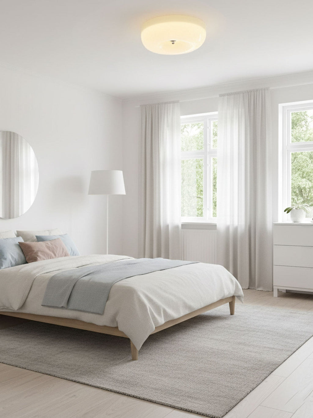 Lámpara de techo de vidrio opalino de 32–46 cm — Luz blanca cálida regulable
