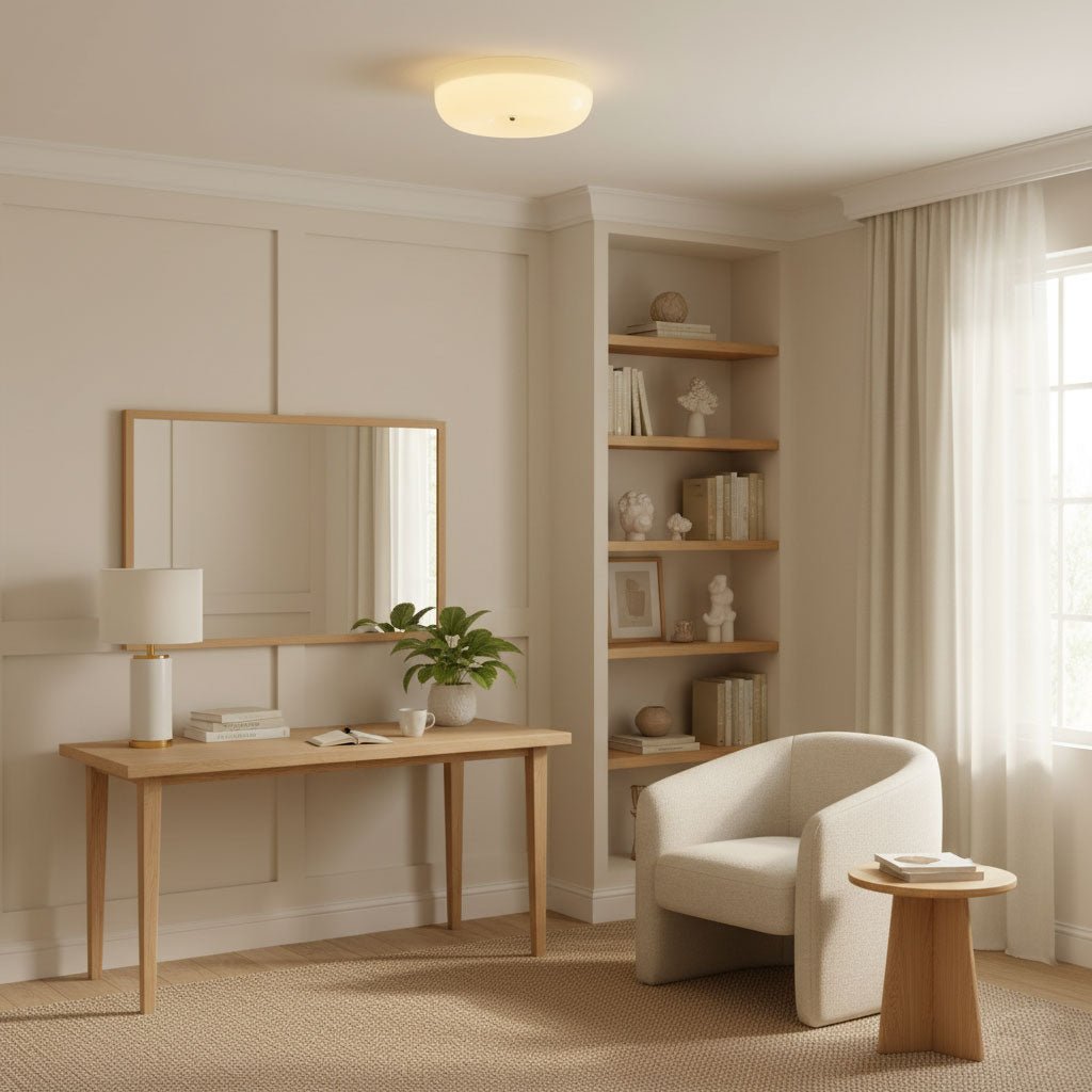 Lámpara de techo de vidrio opalino de 32–46 cm — Luz blanca cálida regulable
