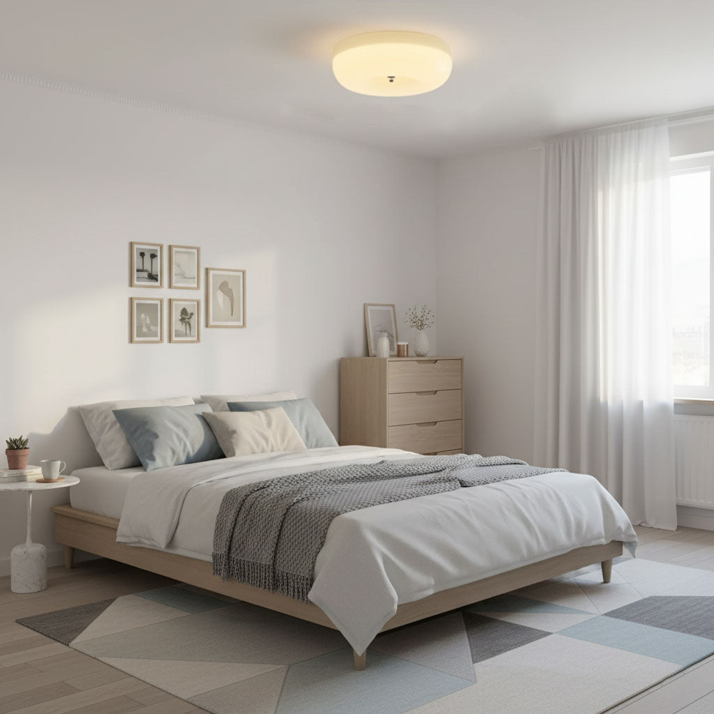 Lámpara de techo de vidrio opalino de 32–46 cm — Luz blanca cálida regulable