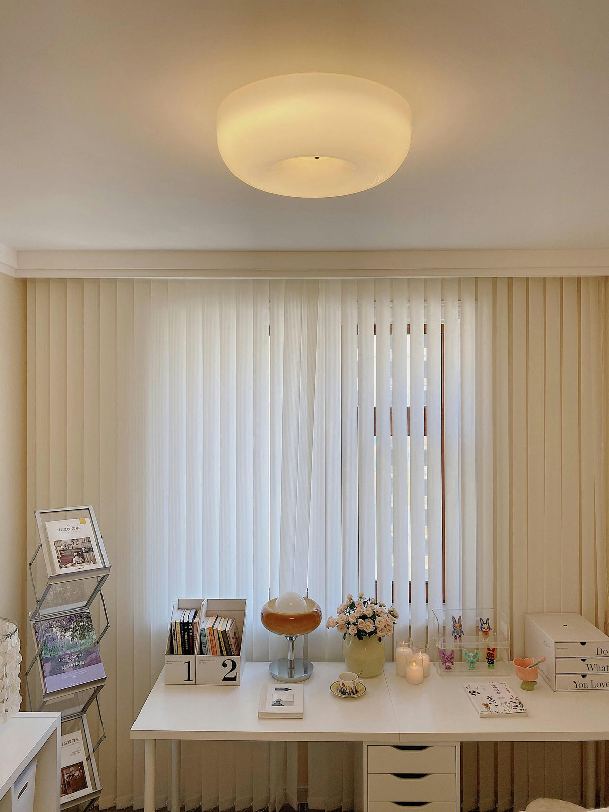 Lámpara de techo de vidrio opalino de 32–46 cm — Luz blanca cálida regulable