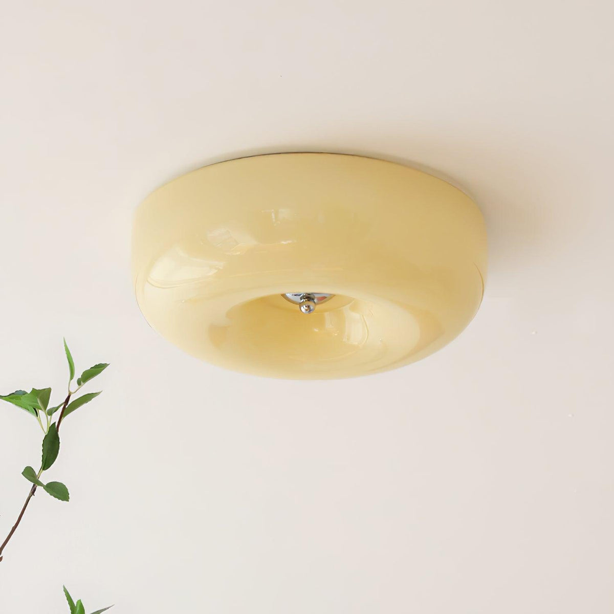 Lámpara de techo de vidrio opalino de 32–46 cm — Luz blanca cálida regulable