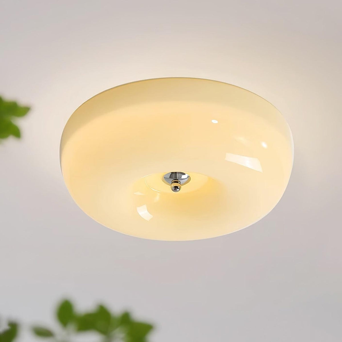 Lámpara de techo de vidrio opalino de 32–46 cm — Luz blanca cálida regulable