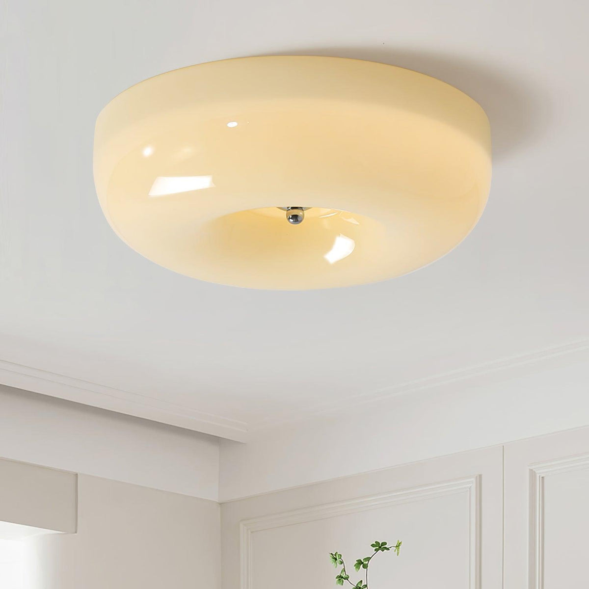 Lámpara de techo de vidrio opalino de 32–46 cm — Luz blanca cálida regulable