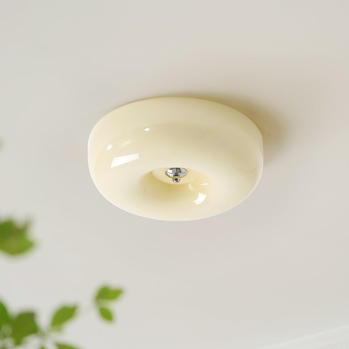 Lámpara de techo de vidrio opalino de 32–46 cm — Luz blanca cálida regulable