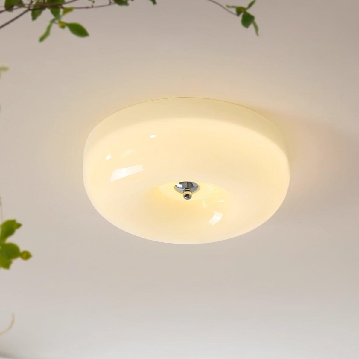 Lámpara de techo de vidrio opalino de 32–46 cm — Luz blanca cálida regulable