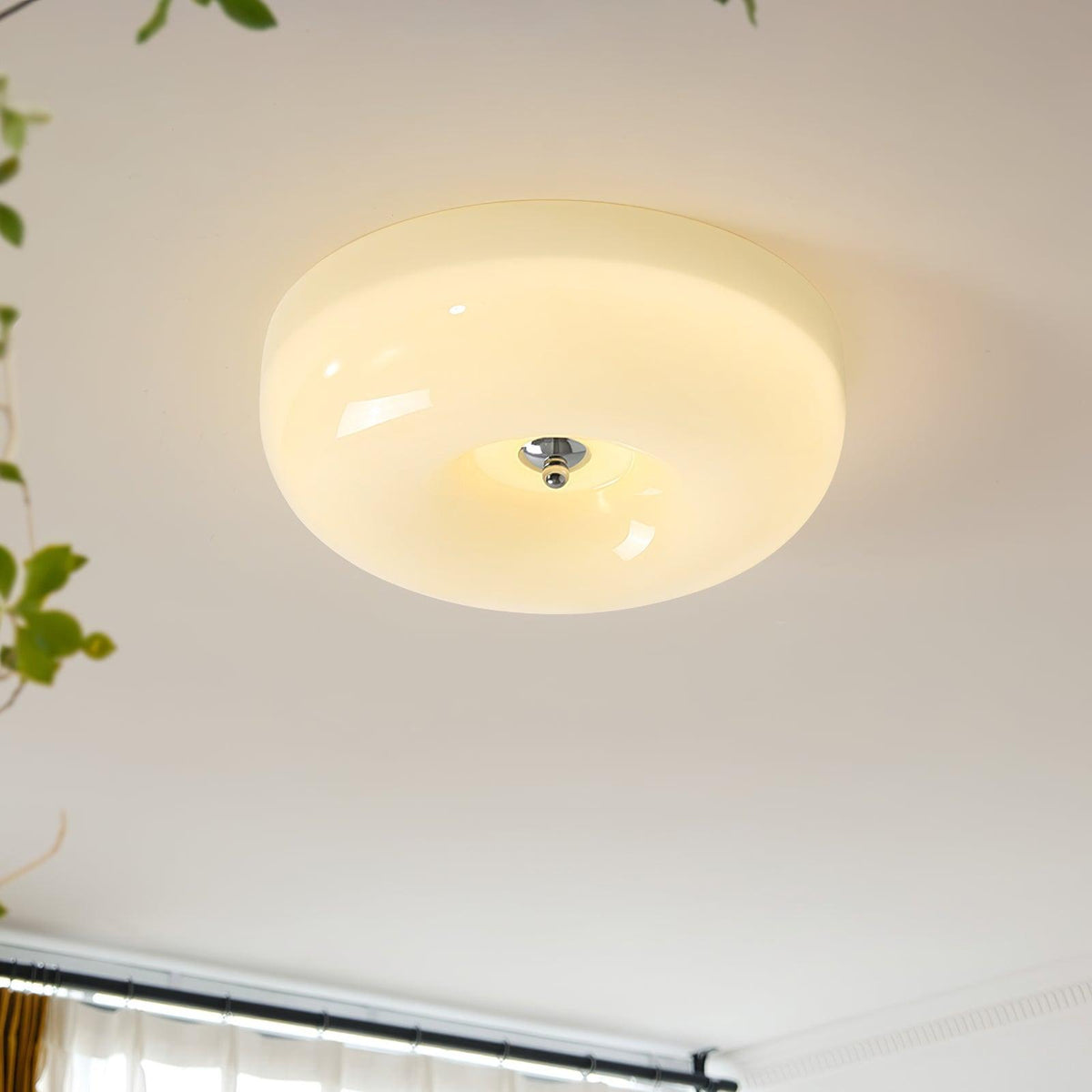Lámpara de techo de vidrio opalino de 32–46 cm — Luz blanca cálida regulable