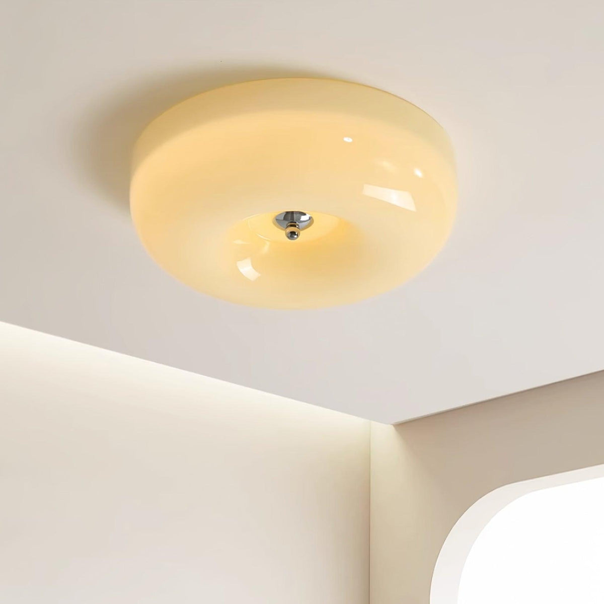 Lámpara de techo de vidrio opalino de 32–46 cm — Luz blanca cálida regulable