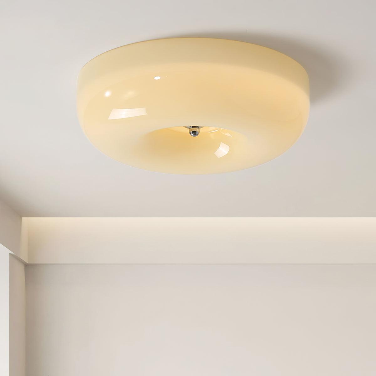 Lámpara de techo de vidrio opalino de 32–46 cm — Luz blanca cálida regulable