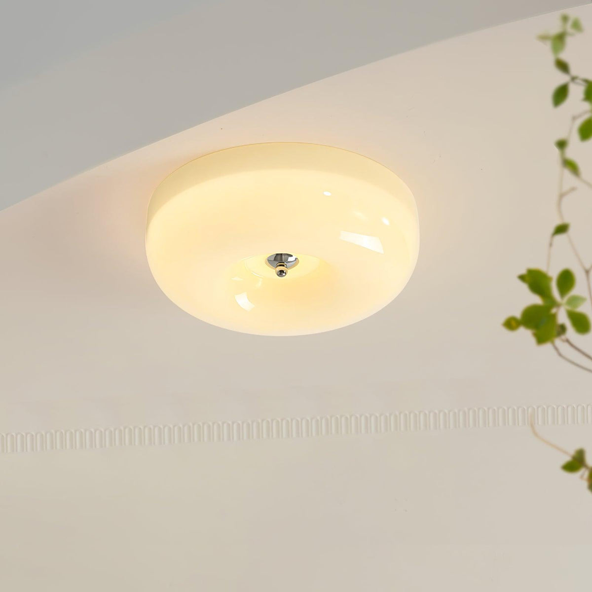 Lámpara de techo de vidrio opalino de 32–46 cm — Luz blanca cálida regulable