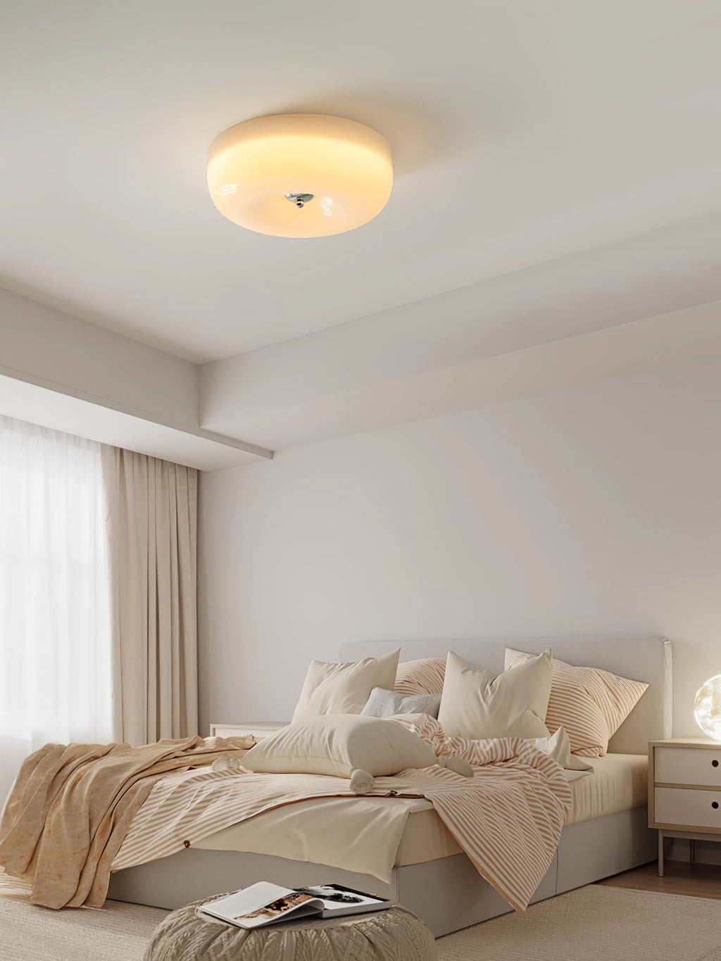 Lámpara de techo de vidrio opalino de 32–46 cm — Luz blanca cálida regulable