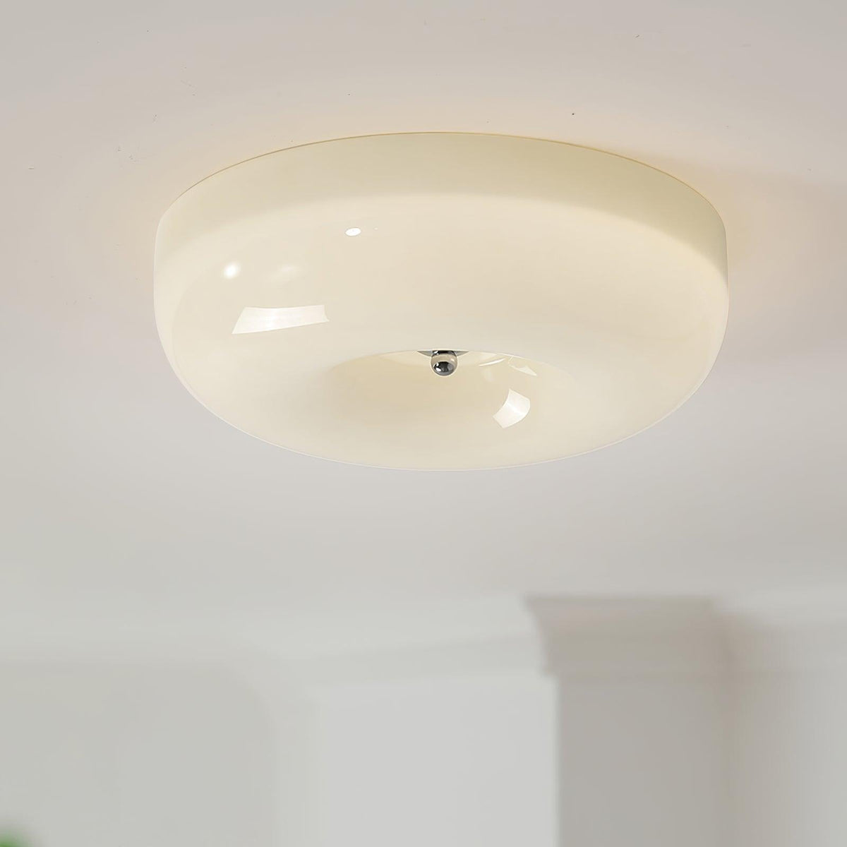 Lámpara de techo de vidrio opalino de 32–46 cm — Luz blanca cálida regulable