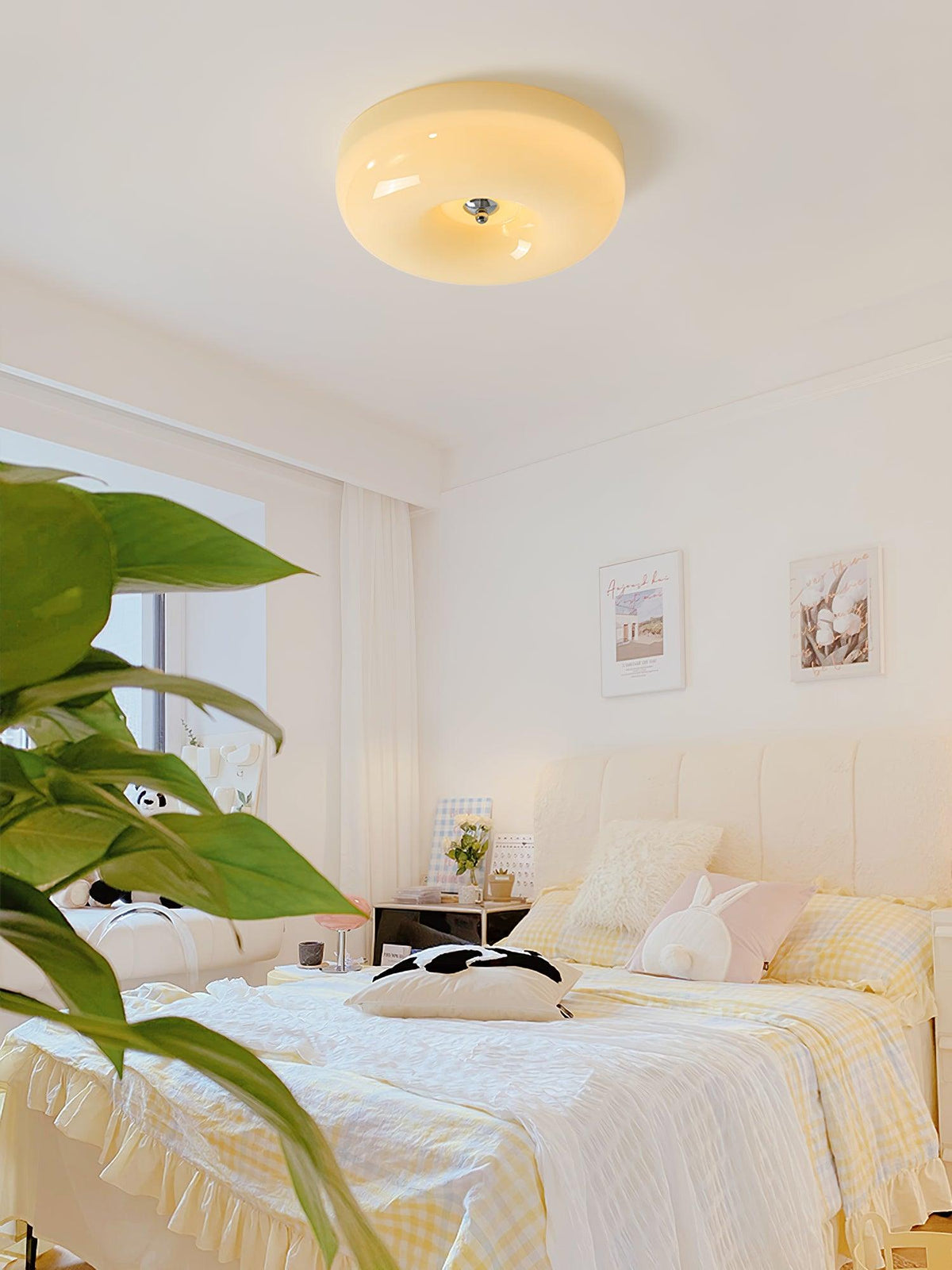 Lámpara de techo de vidrio opalino de 32–46 cm — Luz blanca cálida regulable