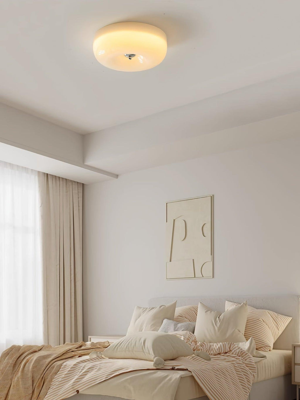 Lámpara de techo de vidrio opalino de 32–46 cm — Luz blanca cálida regulable