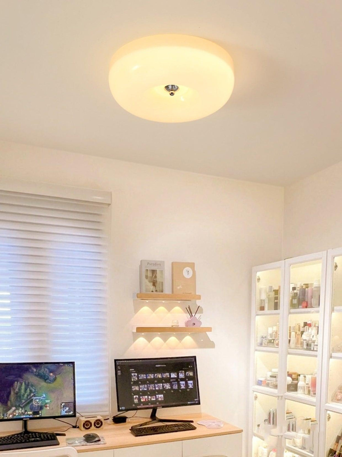 Lámpara de techo de vidrio opalino de 32–46 cm — Luz blanca cálida regulable