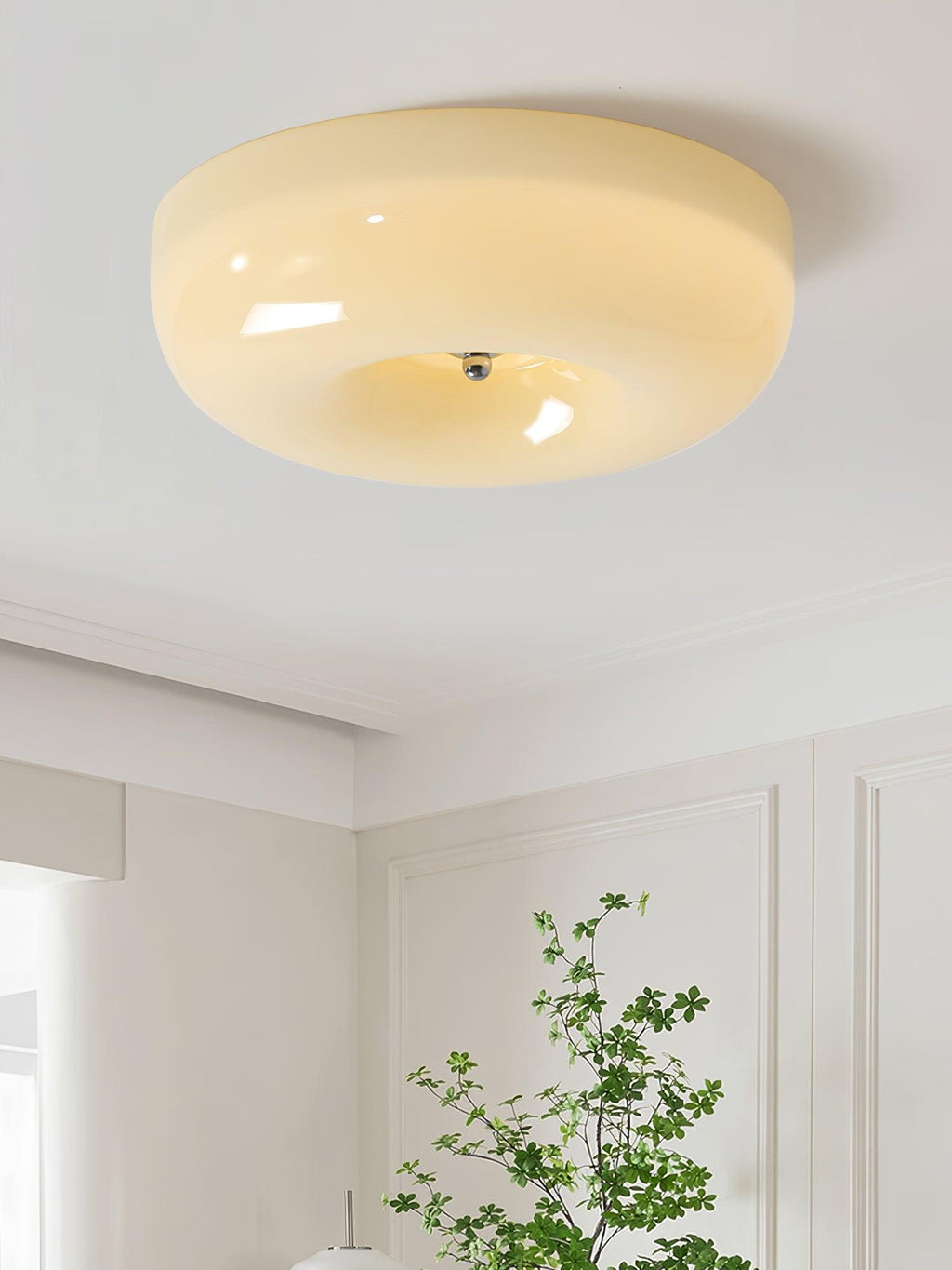 Lámpara de techo de vidrio opalino de 32–46 cm — Luz blanca cálida regulable