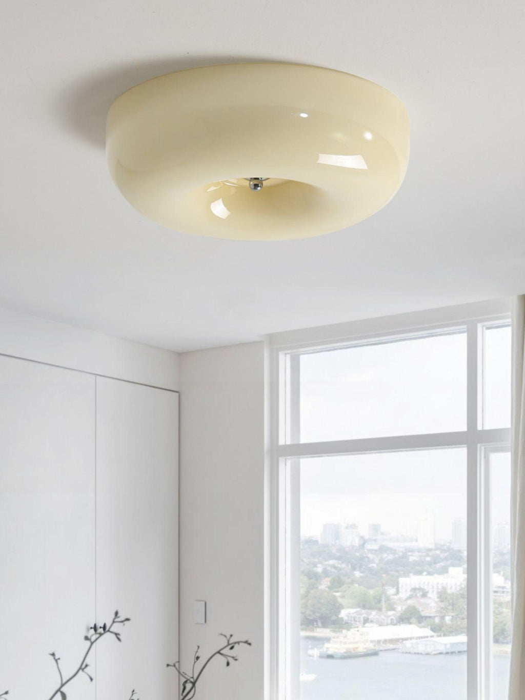 Lámpara de techo de vidrio opalino de 32–46 cm — Luz blanca cálida regulable