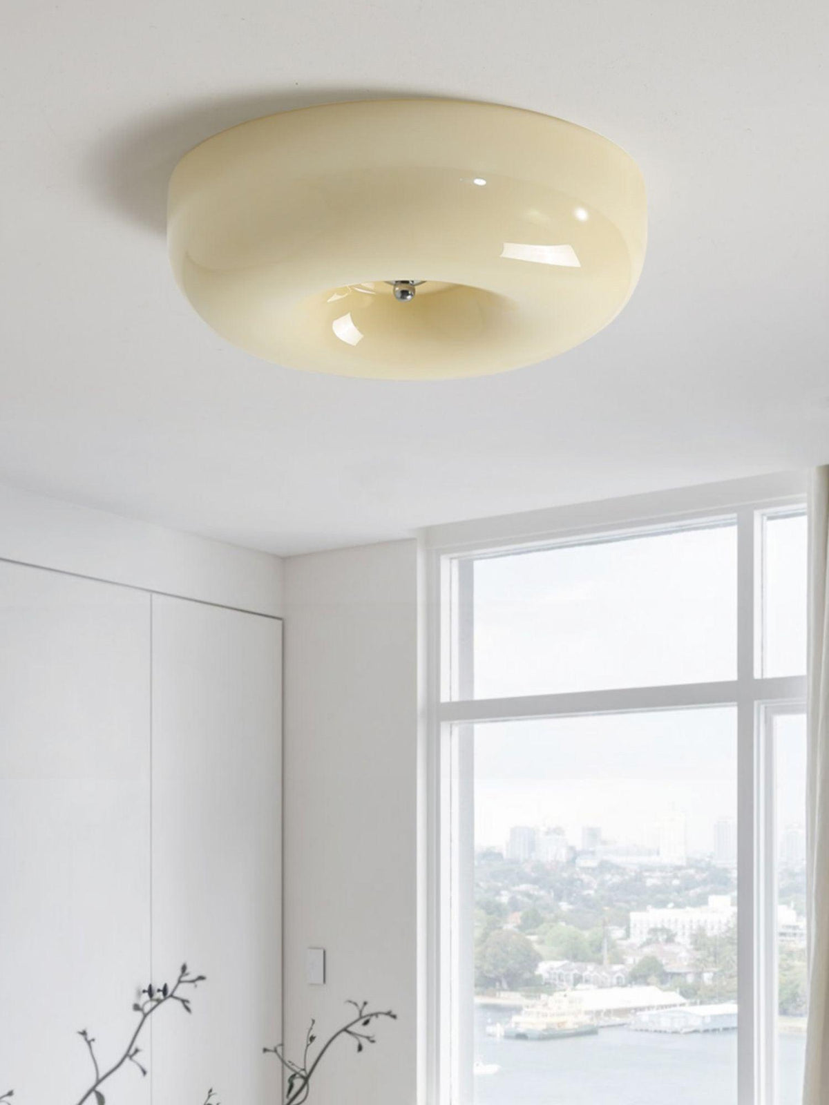Lámpara de techo de vidrio opalino de 32–46 cm — Luz blanca cálida regulable
