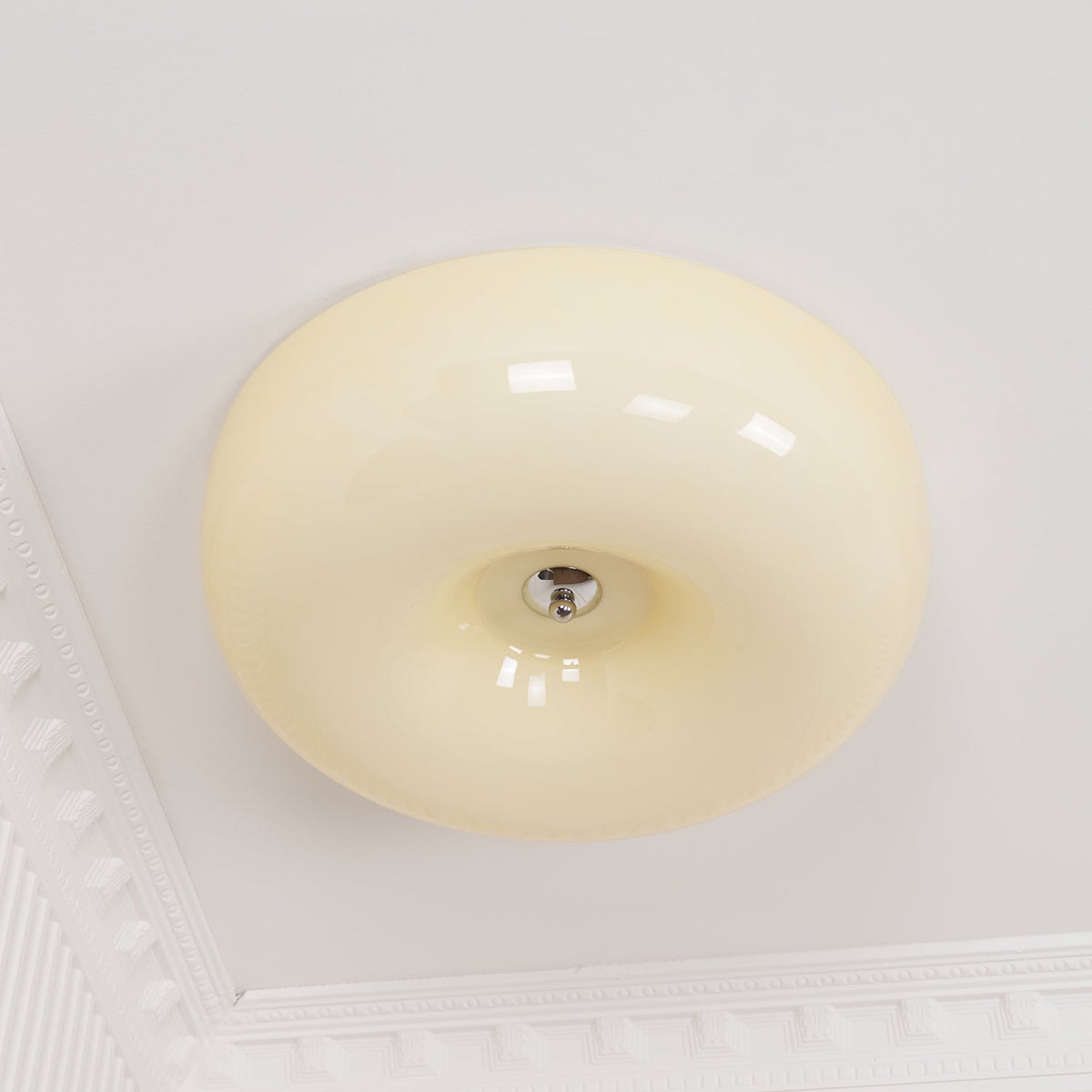 Lámpara de techo de vidrio opalino de 32–46 cm — Luz blanca cálida regulable