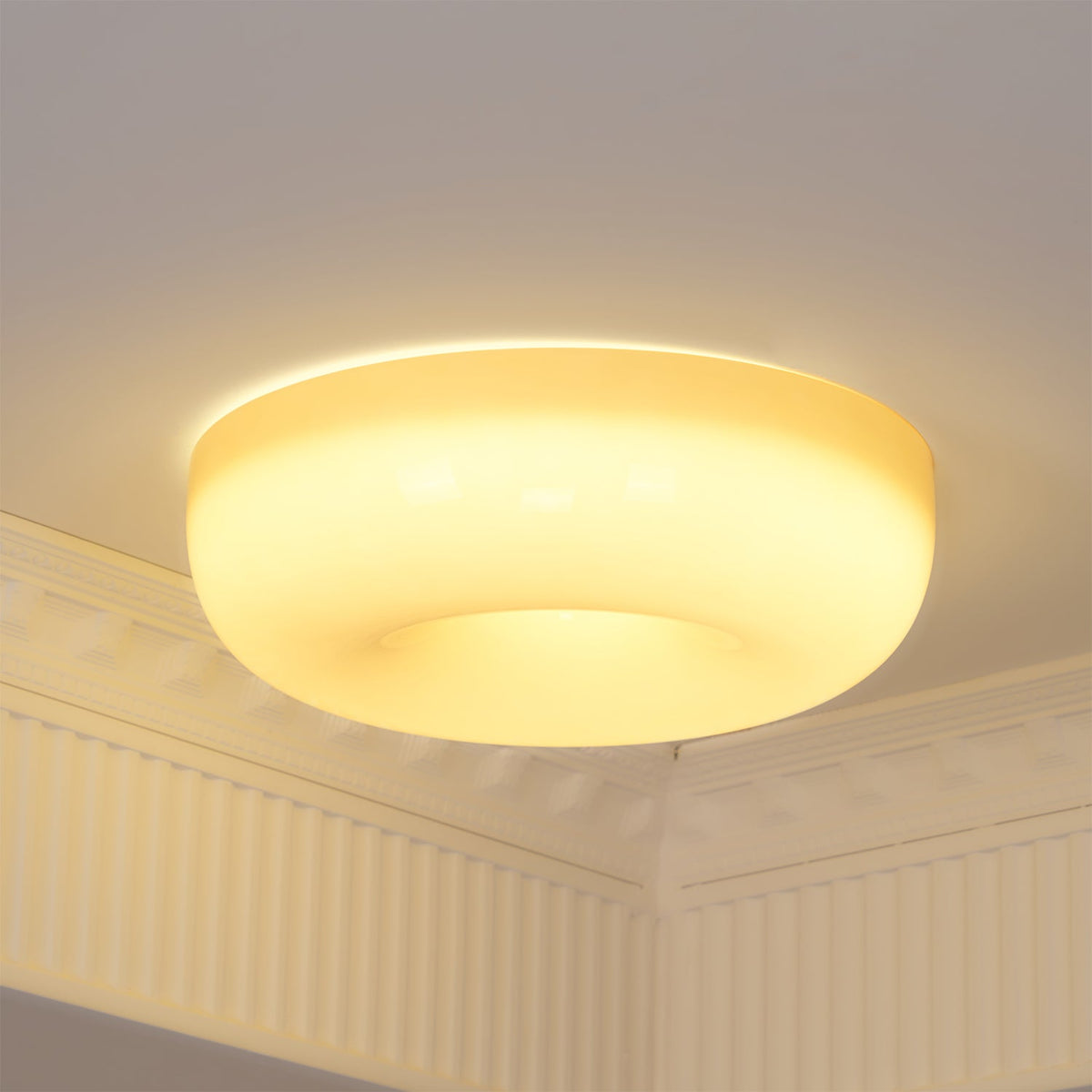 Lámpara de techo de vidrio opalino de 32–46 cm — Luz blanca cálida regulable