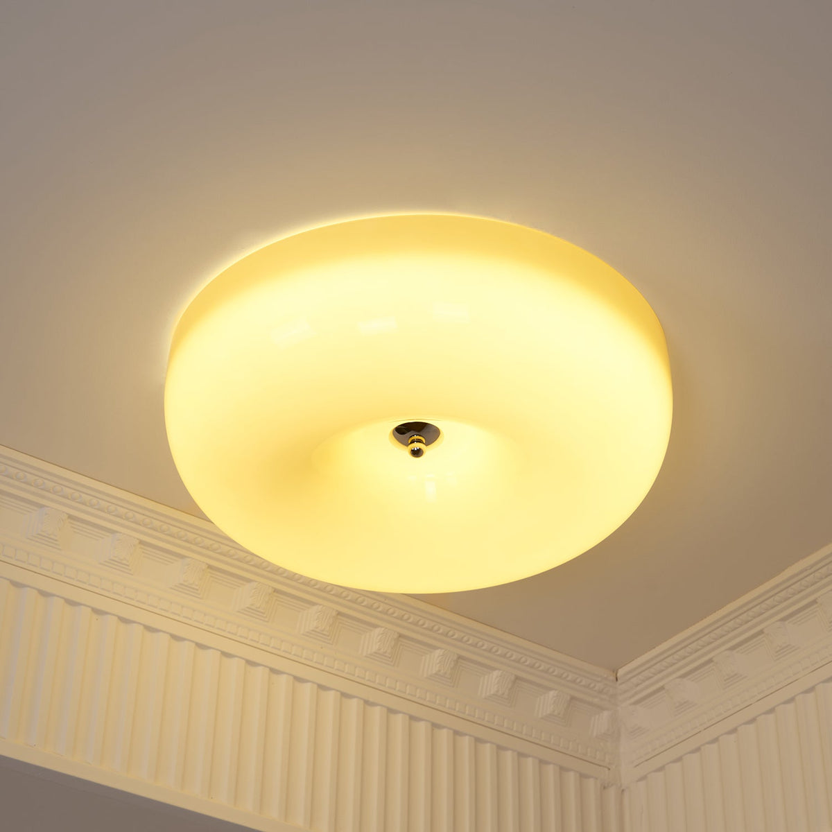 Lámpara de techo de vidrio opalino de 32–46 cm — Luz blanca cálida regulable