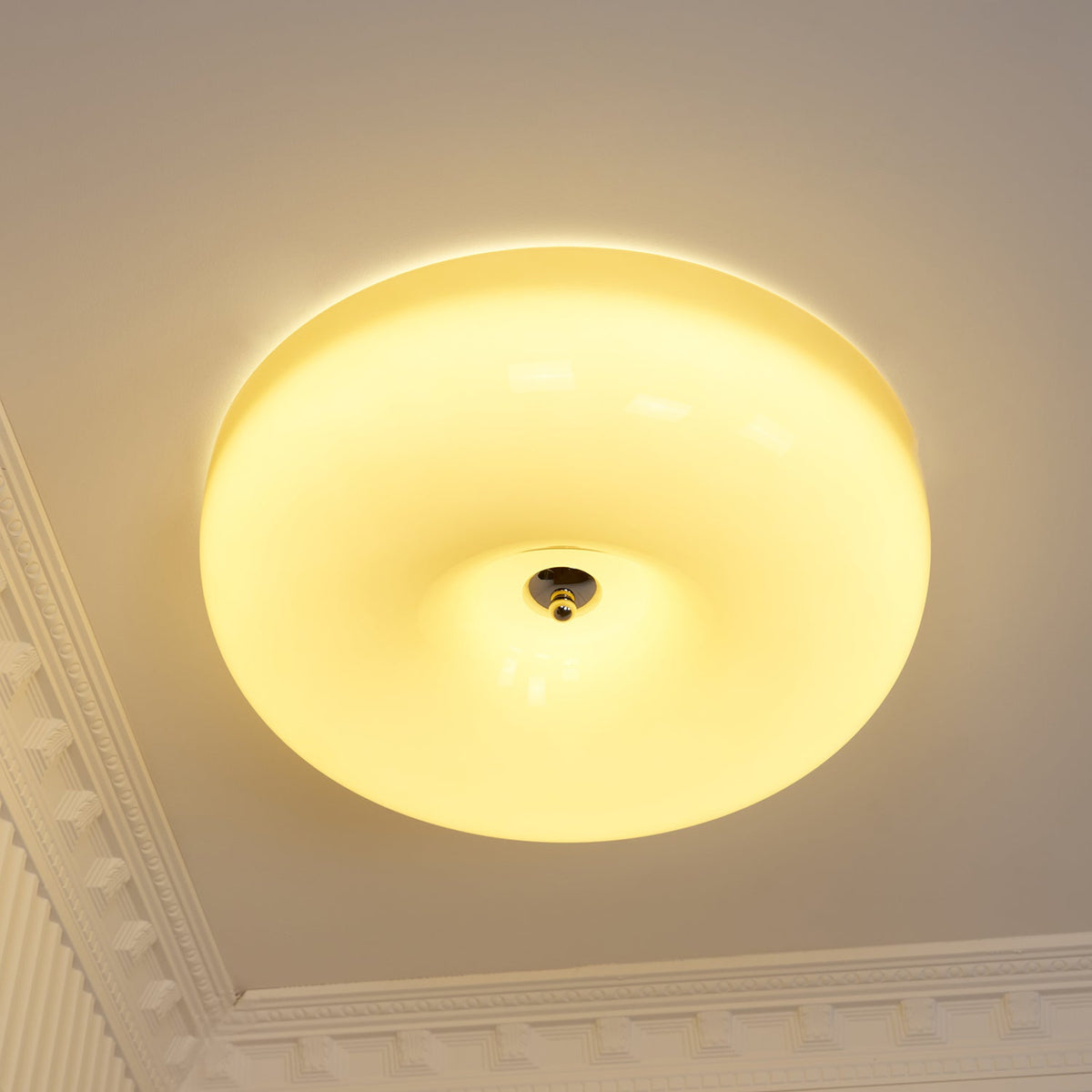 Lámpara de techo de vidrio opalino de 32–46 cm — Luz blanca cálida regulable