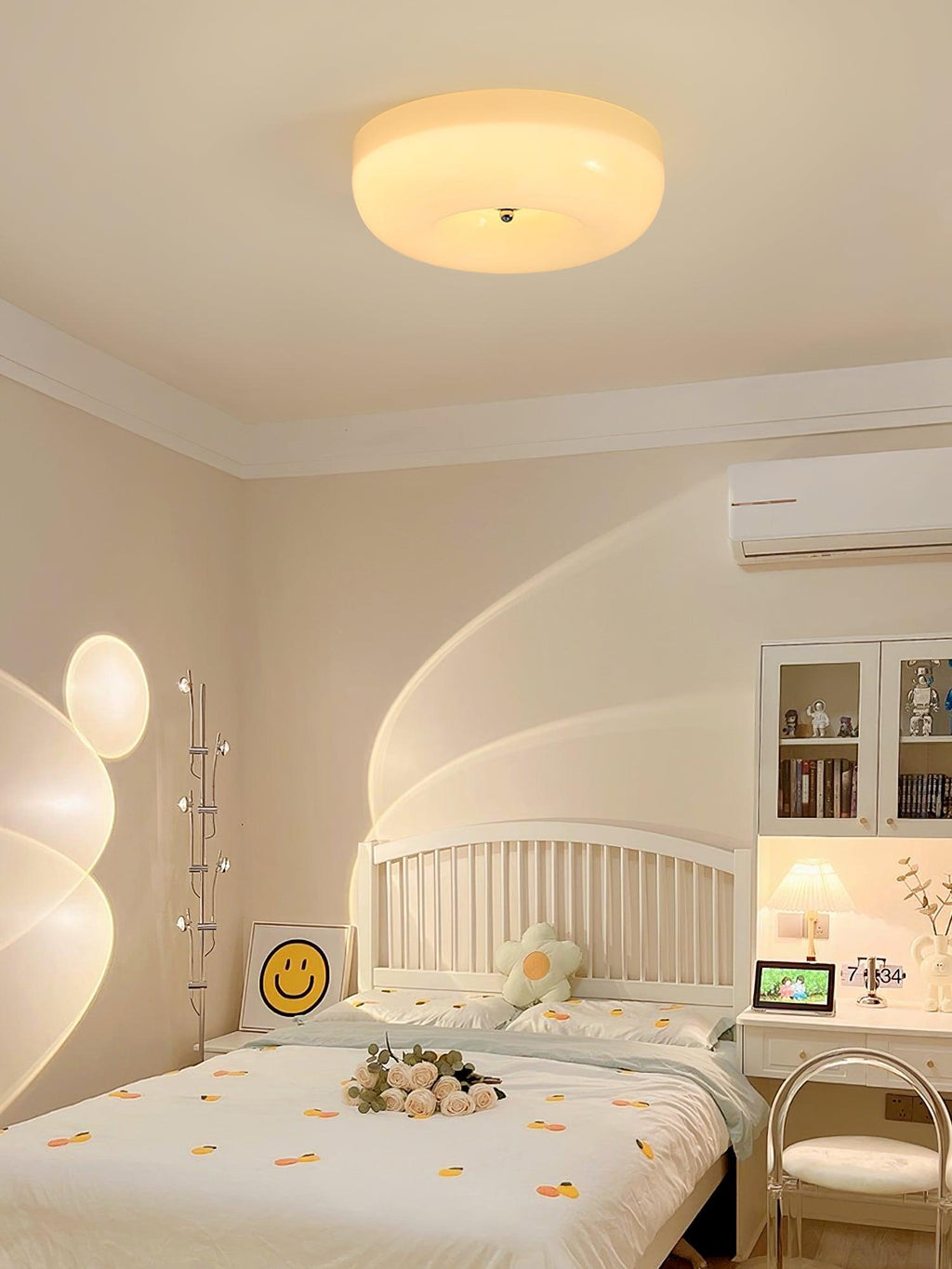 Lámpara de techo de vidrio opalino de 32–46 cm — Luz blanca cálida regulable