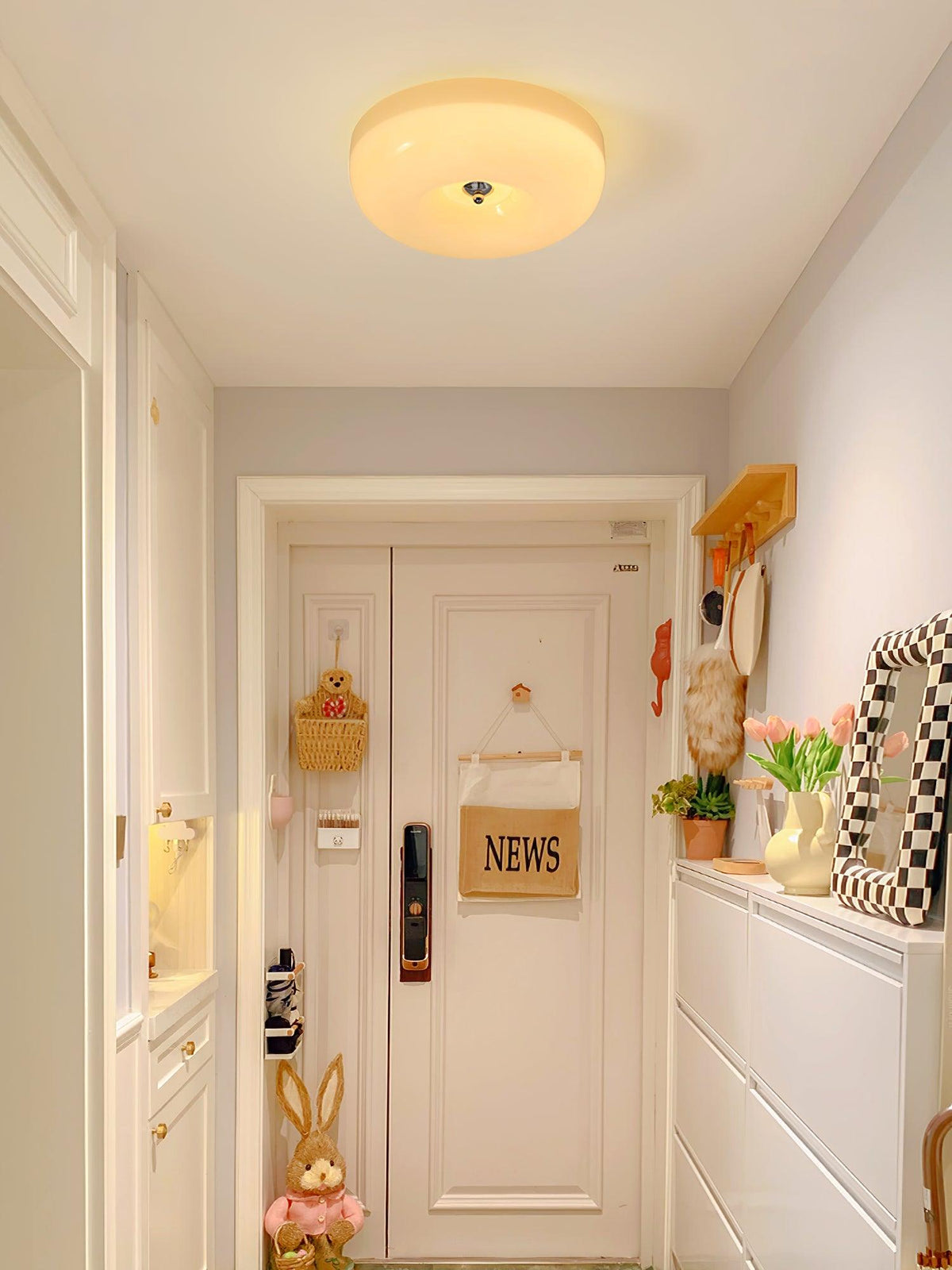Lámpara de techo de vidrio opalino de 32–46 cm — Luz blanca cálida regulable