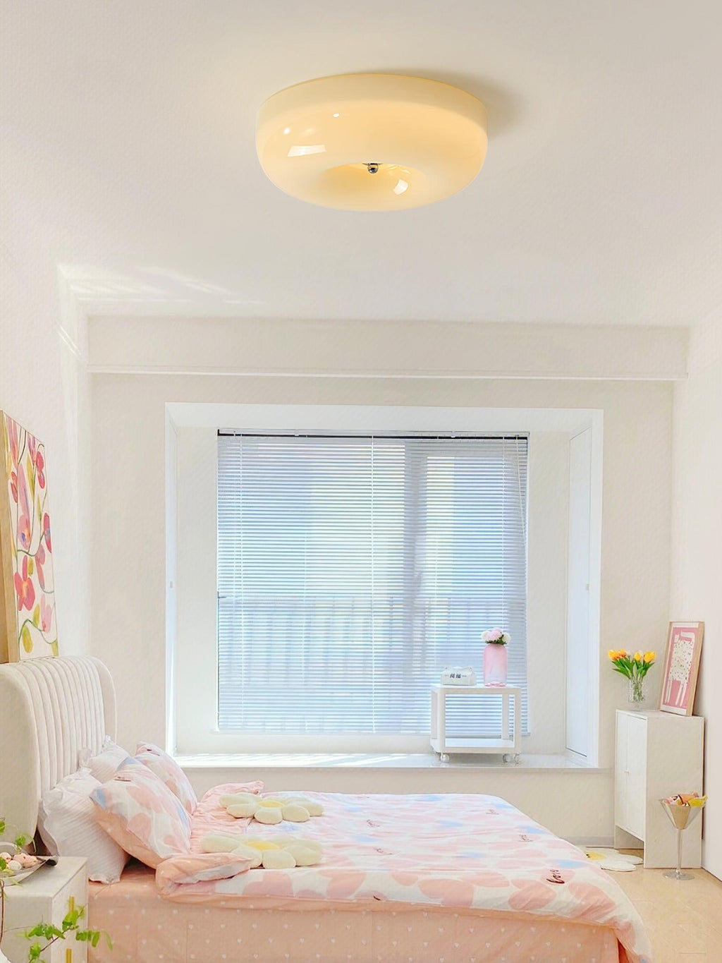 Lámpara de techo de vidrio opalino de 32–46 cm — Luz blanca cálida regulable