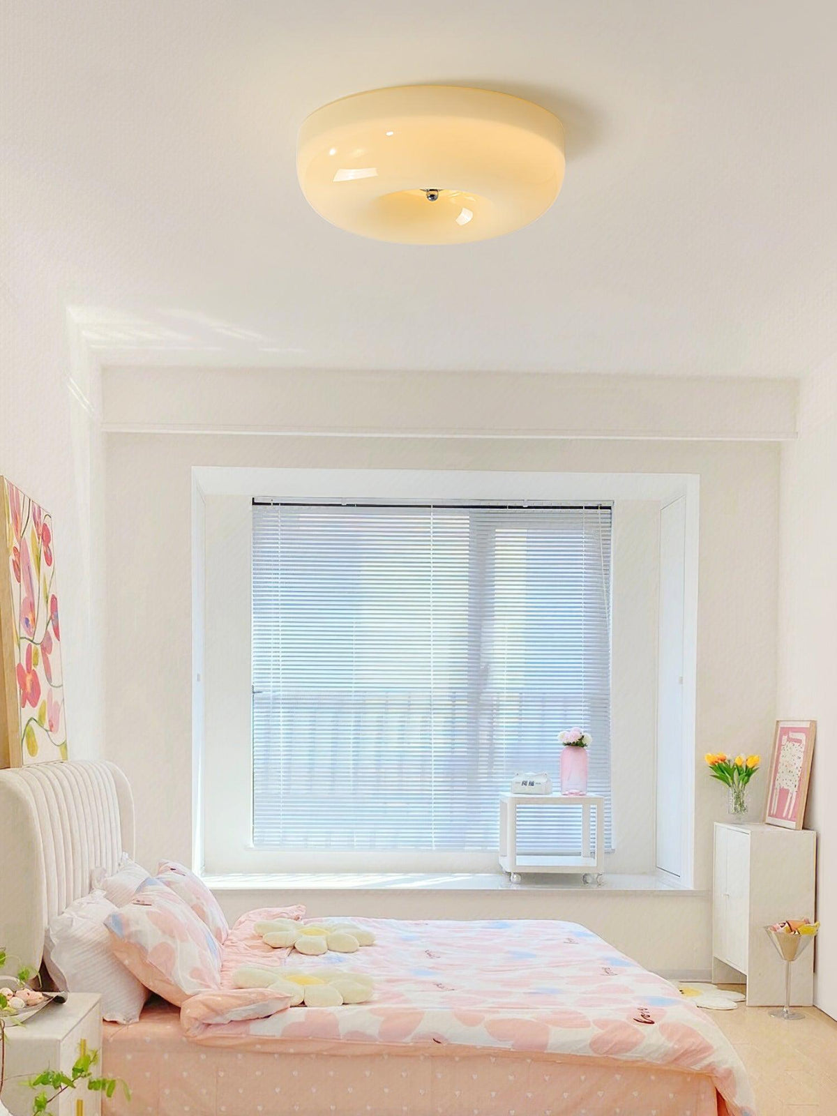 Lámpara de techo de vidrio opalino de 32–46 cm — Luz blanca cálida regulable