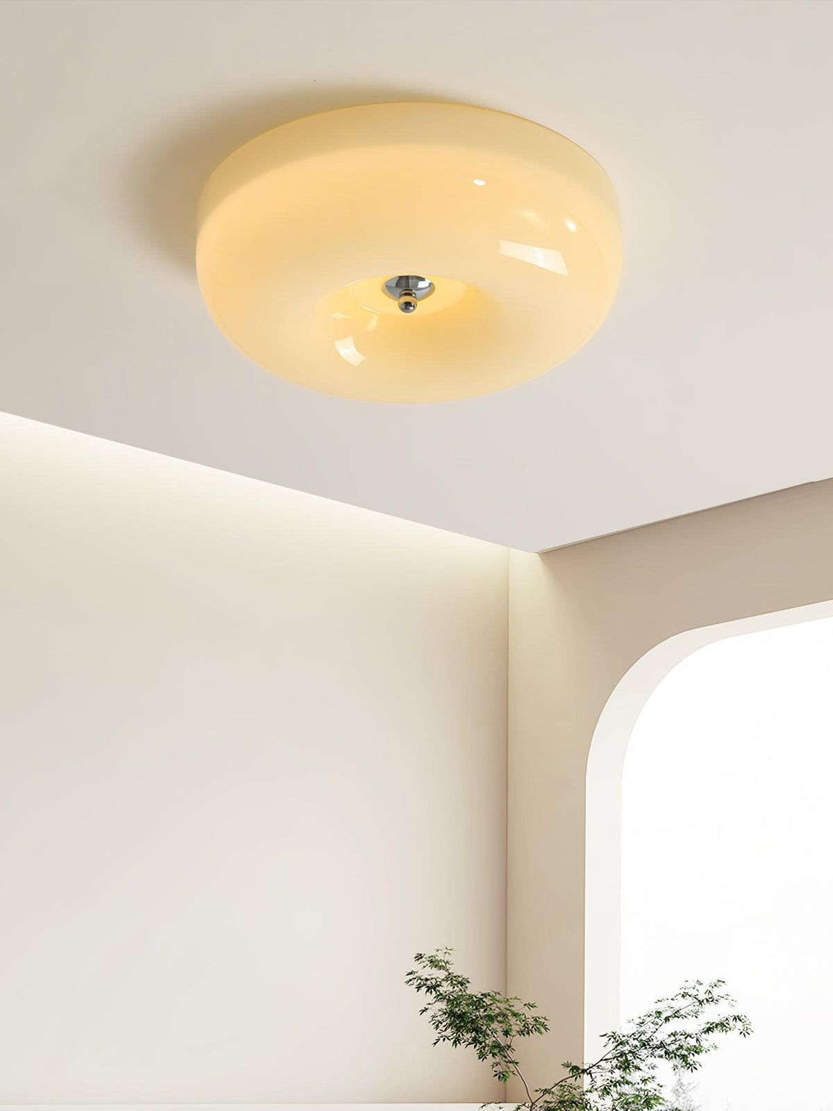 Lámpara de techo de vidrio opalino de 32–46 cm — Luz blanca cálida regulable