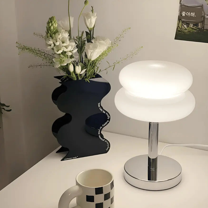 Kirrea Cupcake Mushroom Glass Table Lamp — Sandblasted Finish
