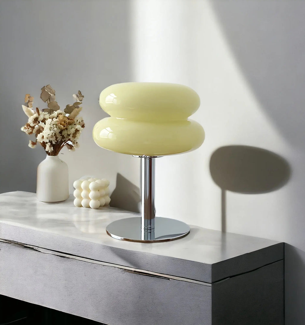 Kirrea Cupcake Mushroom Glass Table Lamp — Sandblasted Finish
