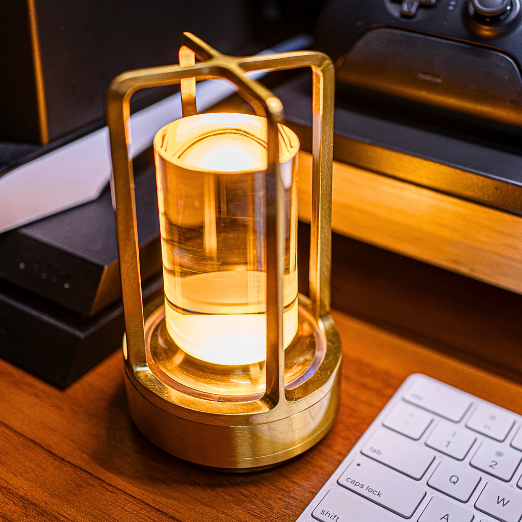 Touch Dimming Table Lamp — Crystal Lantern Design, Warm LED Glow
