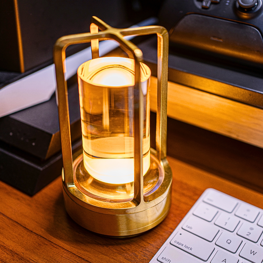 Touch Dimming Table Lamp — Crystal Lantern Design, Warm LED Glow