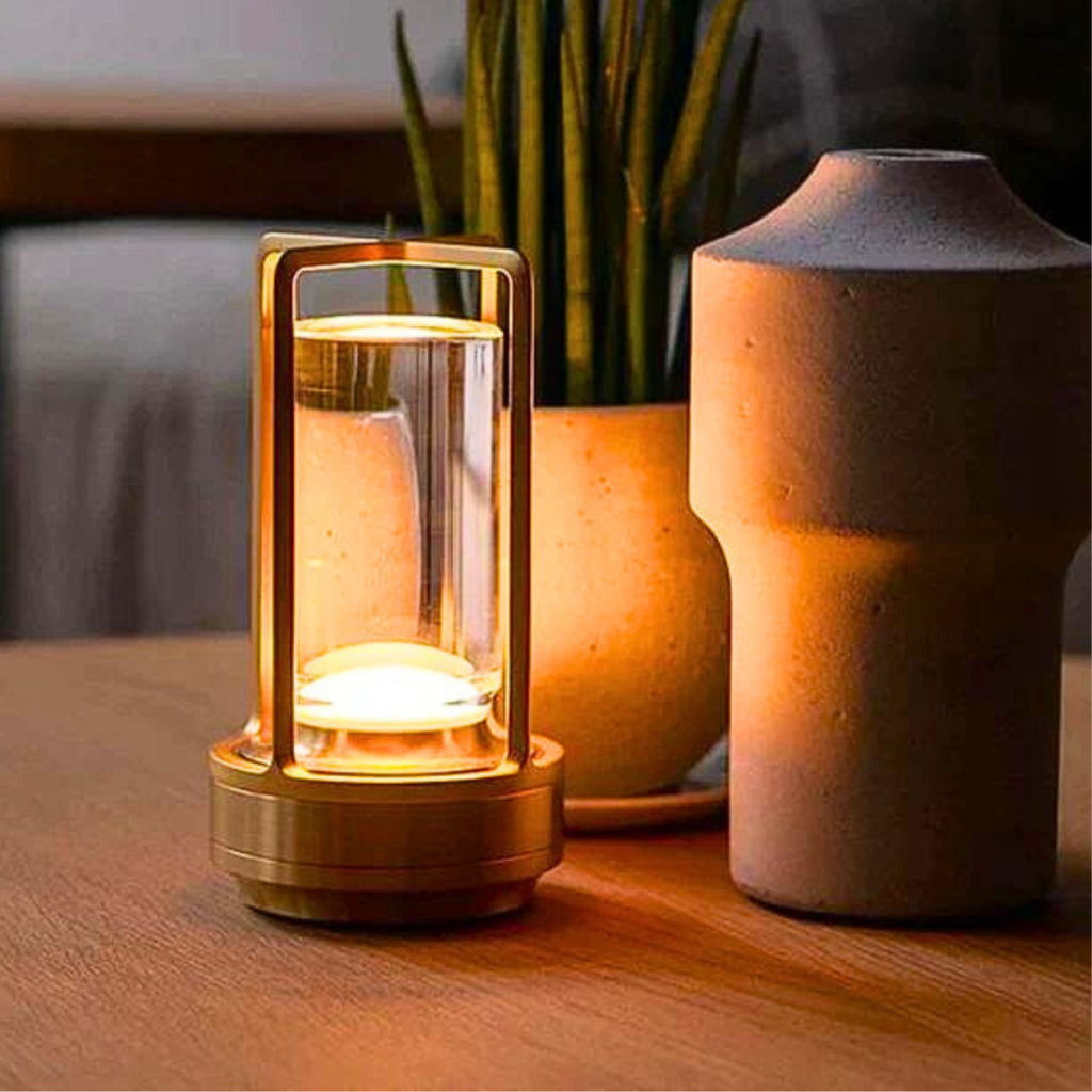 Touch Dimming Table Lamp — Crystal Lantern Design, Warm LED Glow