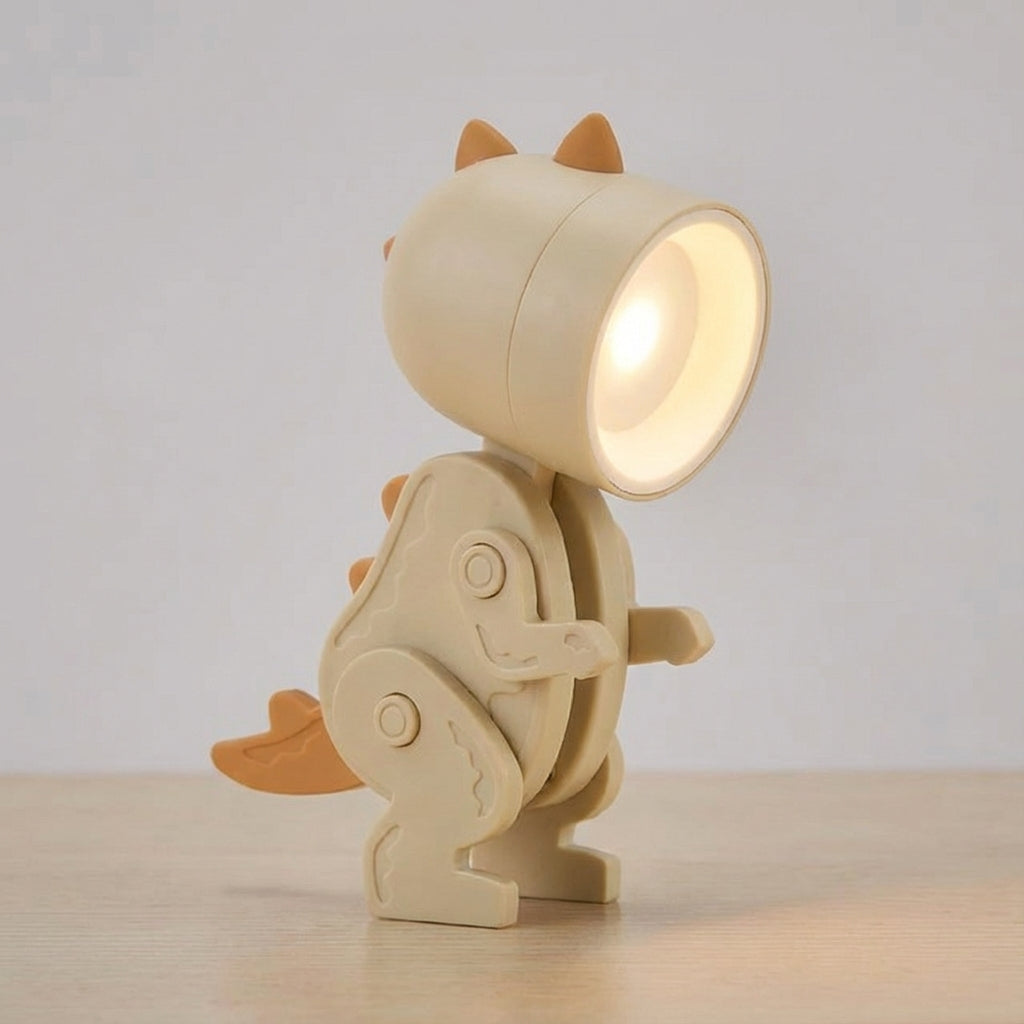 Dinosaur Lamp, Foldable Clip, Warm LED, Green/Blue/Pink/Yellow