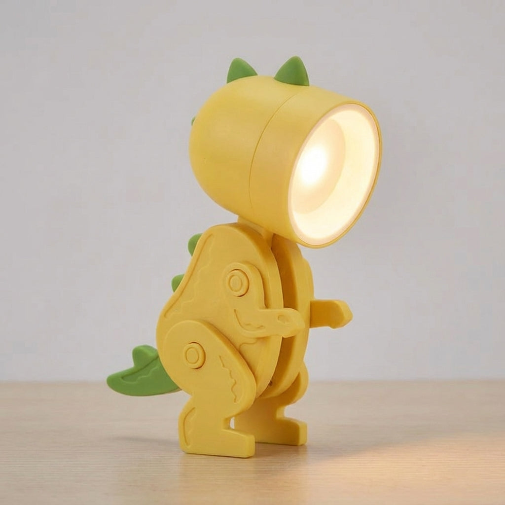 Dinosaur Lamp, Foldable Clip, Warm LED, Green/Blue/Pink/Yellow