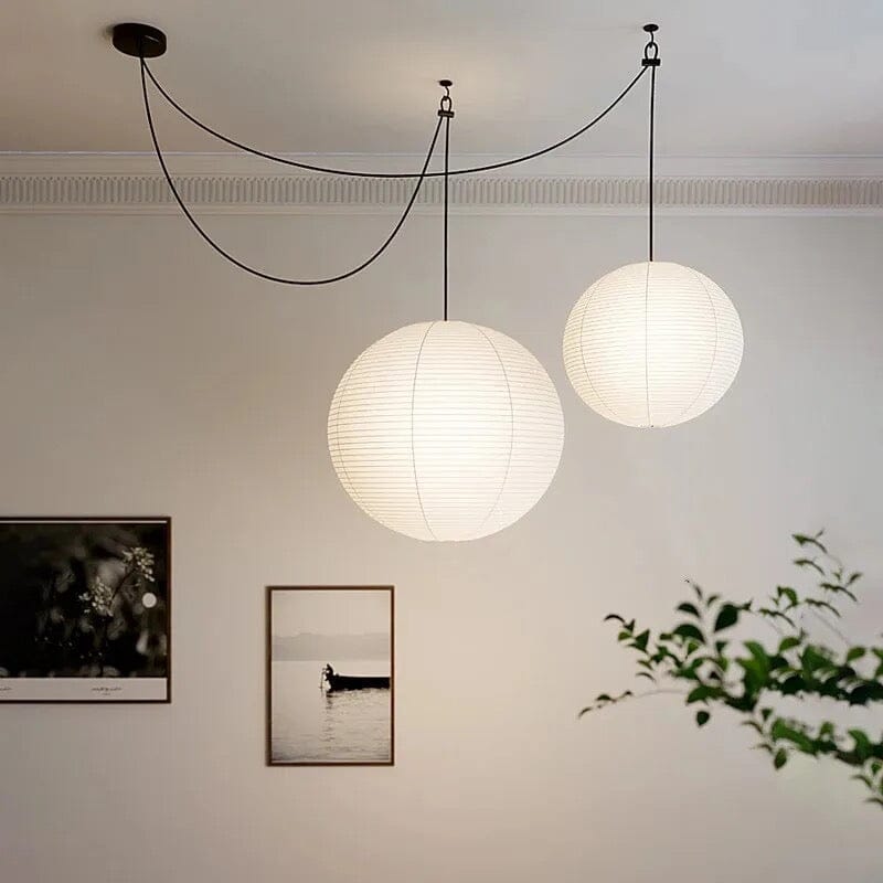 Vrimlo Paper Balloon Pendant Lights — Rounded Paper Shade, Soft Warm Glow
