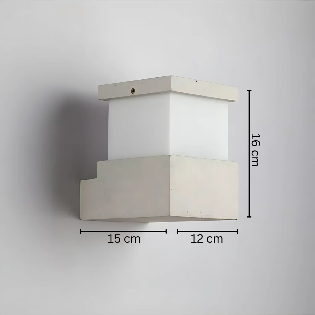 TerraGlow udendørs LED-lampe — IP65-klassificeret, diffuser i borosilikatglas, hus i cement og jern