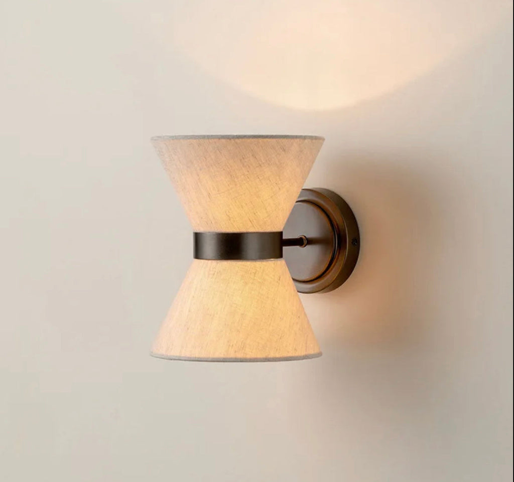 AureaLume Fabric Shade Wall Lamp — Copper Aluminum Finish, Flicker-Free LED