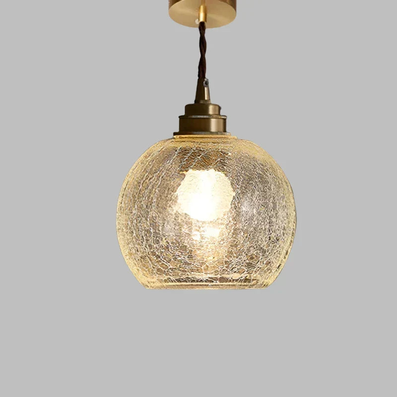 Szklana lampa wisząca z kryształowym kloszem - skandynawska retro, E27 LED